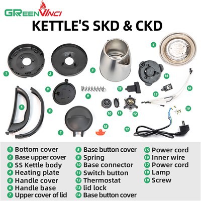 Реттелетін 1,8 л электр шәйнектің қосалқы бөлшектері